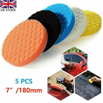 5Pcs 7'' 180mm Polierschwamm Politur Wachs Versiegelung Hexagon Polierpad