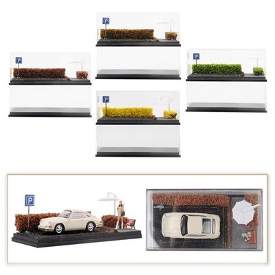 2 Stück 1/64 Fahrzeugmodell-Vitrine, Parkdiorama-Sockel für Sportwagen