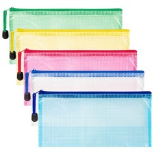 Mesh Zipper Pouch Bags - 5Pack A6 Waterproof Small Zipper Bags 4.7x9.3 Inch C...