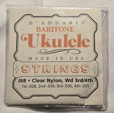 OVP! D'Addario Baritone Ukulele Saiten .028 - .035 Clear Nylon USA  