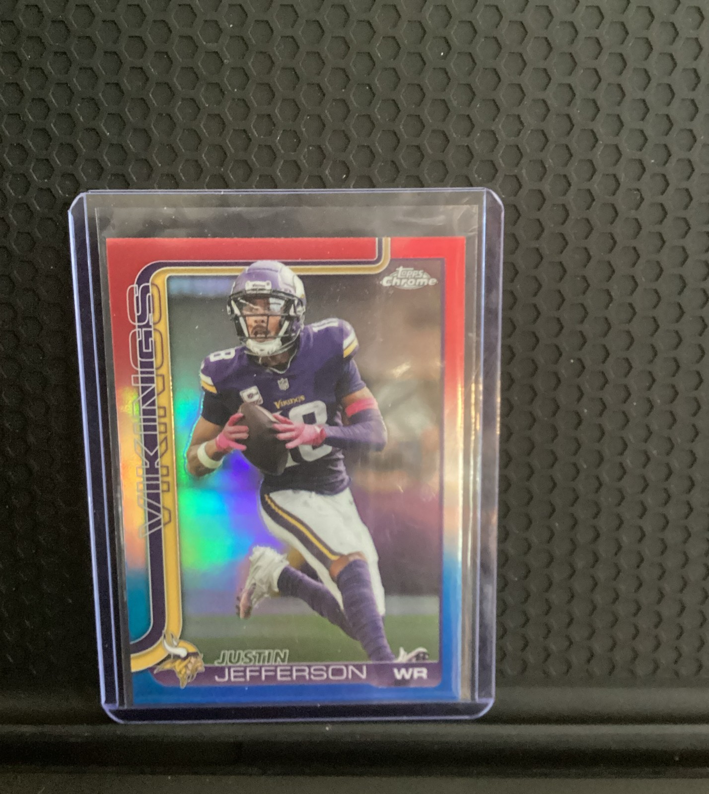 2025 Topps Chrome Red, White & Blue Refractor Justin Jefferson #195 Vikings
