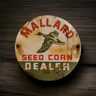 Vintage Mallard Seed Corn Porcelain Sign Feed Farmers Hybrid Pioneer Gas Oil USA