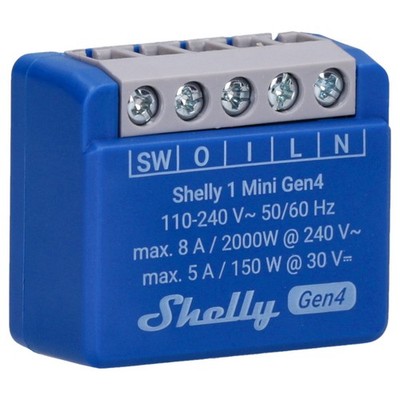 Shelly 1 Mini Gen4 WLAN Smart Relaisschalter 1 Kanal 8A Potentialfreier Kontakt