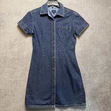 Vintage Tommy Hilfiger Dress TEEN/YOUTH Sz L Denim Jean 90’s Clean Girl Utility