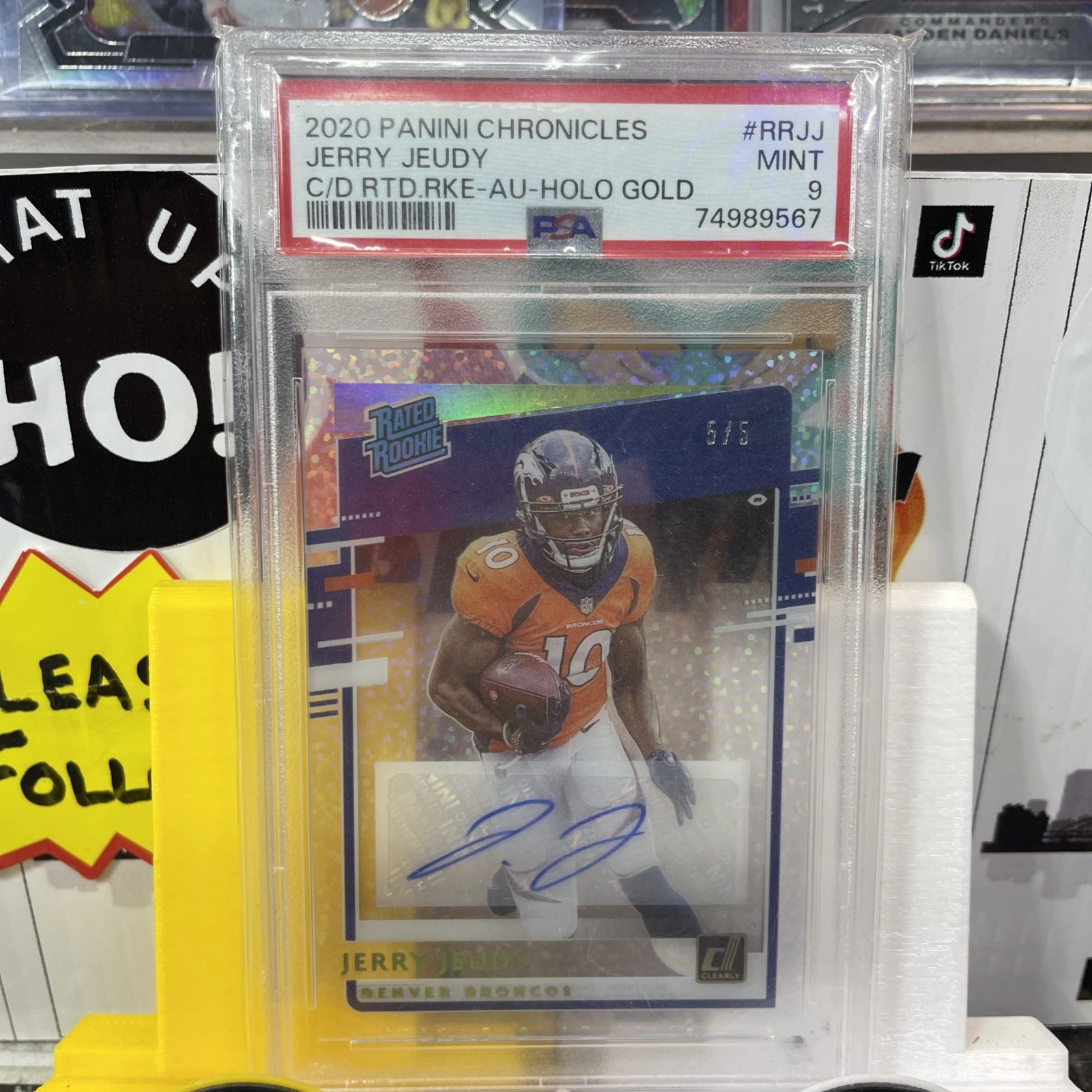 Jerry Jeudy Panini Chronicles Clearly Donruss Rated Rookies #RRJJ Autograph-Holo Gold