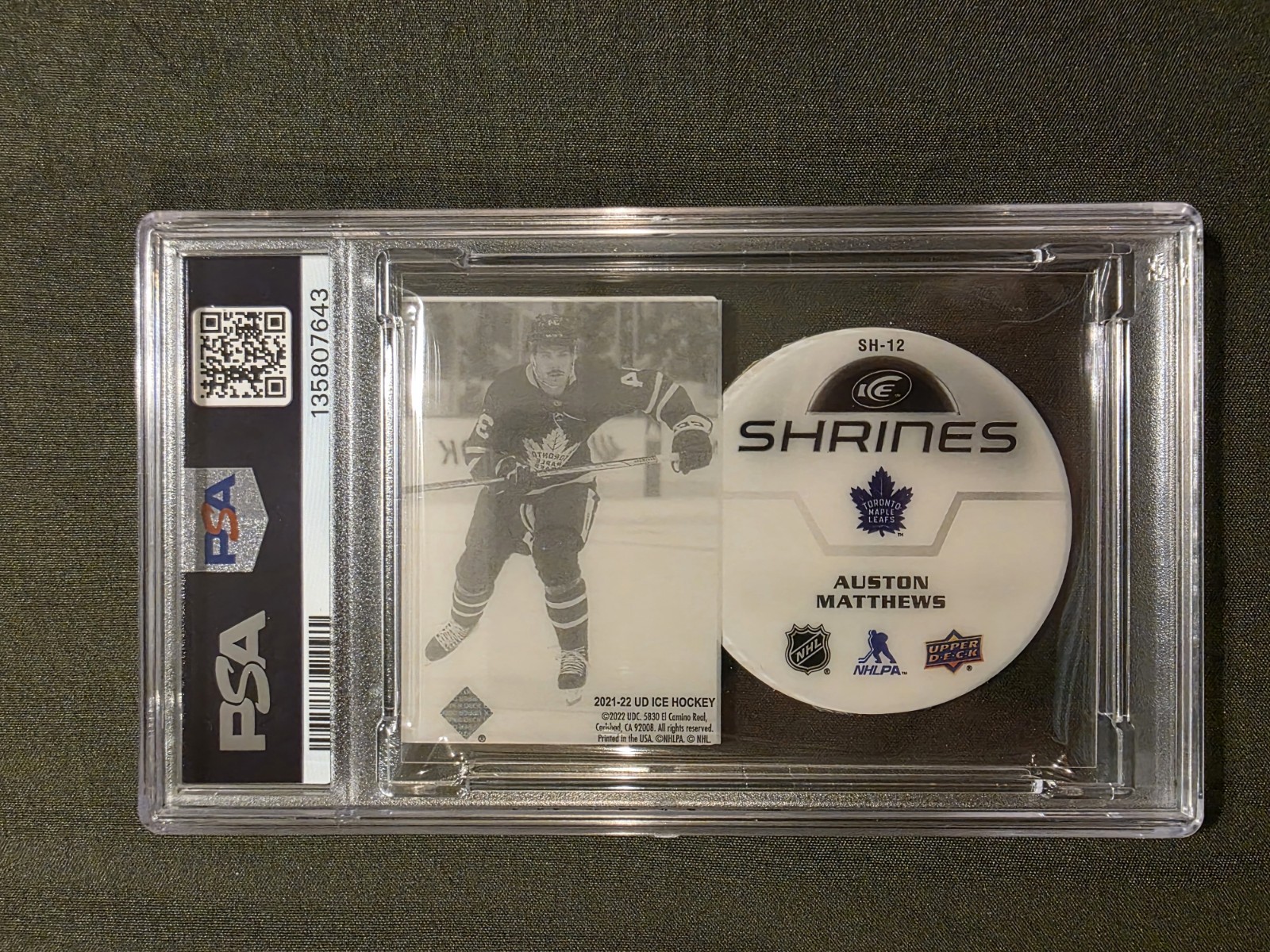 2021 Upper Deck Ice Auston Matthews Shrines PSA 9 view 2