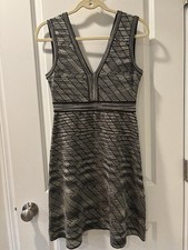 M Missoni Black Gold Knit Sleeveless Vneck Sweater Dress Women s Sz 42