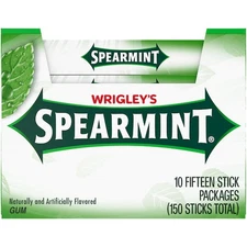 Wrigley s Spearmint Gum, 15 Piece, 10 Per Box, 12 Per Case