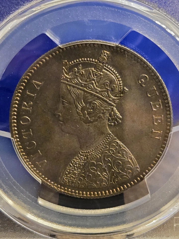 1862(B) INDIA SILVER 1 RUPEE S&W-4.74 0/4 PCGS MS 63 RARE GREAT LOOKING COIN - Image 4 of 4