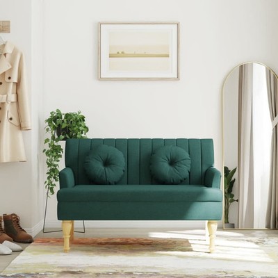 Bench with Cushions Dark Green 44.5''x25.4''x29.7'' Fabric