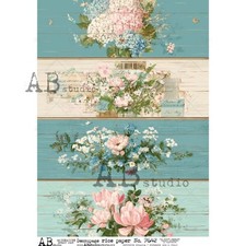 Sweet Blue Floral #7642 | A4 Rice Paper for Decoupage | AB Studios