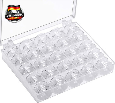 Nähmaschinenspulen Kunststoff Set 25 Stück mit Aufbewahrungsbox für Haushalt und