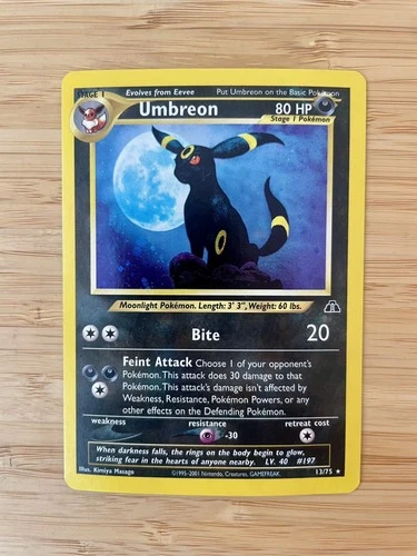 Pokemon Umbreon Neo Discovery Holo TCG Card 13/75 NM- Grail + Swirl 🌀