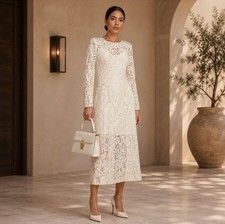 ZIMMERMANN Dress Size 1 AU 10 / US 6 Devi Lace Midi Cream White Wedding Formal