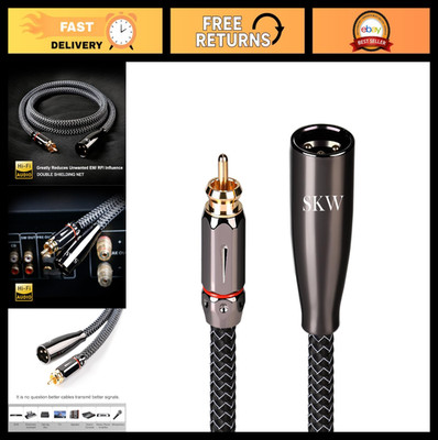 XLR Male to RCA Male Cable 4.9ft, Copper & Silver Wire for Hi-Fi, CD Players, Am