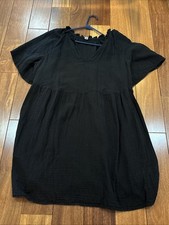 Old Navy V-Neck Flutter-Sleeve Gauze Textured Demi Swing Dress Size XXL Black