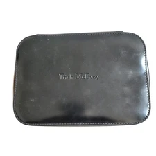 Trish McEvoy Black Patent Makeup Planner Bag Case Zip Around Closure Travel