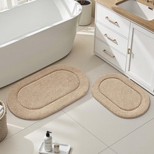 HOMEIDEAS Bathroom Rugs Sets 2 Piece, Soft Bathroom Mats and Absorbent Microfibe