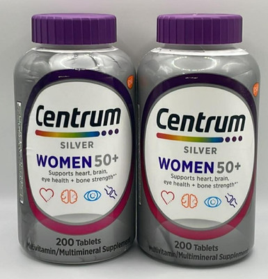 2PK Centrum Silver Women 50+ ~ 200 Tablets Each ~ EXP 8/26 ~ SEALED ~ FAST SHIP
