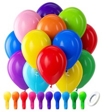 Bezente Assorted Rainbow Latex Balloons, 100 Pack 12 inch Round Helium Bright