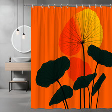 Modern Orange Floral Shower Curtain for Vibrant Home Decor