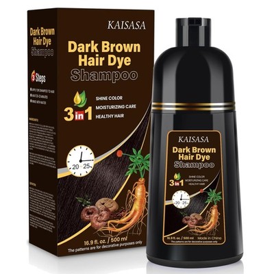 Dunkelbraun Haarfärbeshampoo 3 in 1 Naturfarben, Semiperm., Anti Grau, Haarpf...