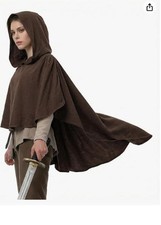 UQJE Medieval Hooded Cloak Renaissance Cape Robe Costume Halloween One Size