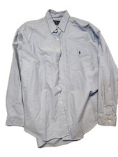 Vintage Ralph Lauren Big Shirt Mens Large Blue Oxford Button Down Pony Logo 90s