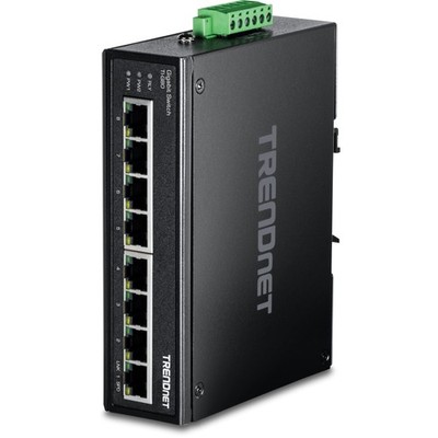 , TIG80, 8Port Rugged Gigabit DIN Rail Industrial Switch, 16 Gbit/s Switching...