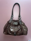 Vintage Y2K Kathy Van Zeeland Studded Shoulder Satchel Bag Purse Brown Gold