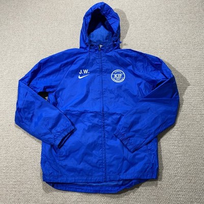 Nike Track Jacket Mens Medium Blue Denmark Football Rain Coat Hooded