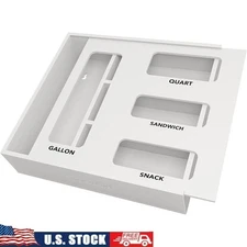 Bamboo Food Storage Bag Organizer W/ 21 Labels Gallon Quart Sandwich Slots New