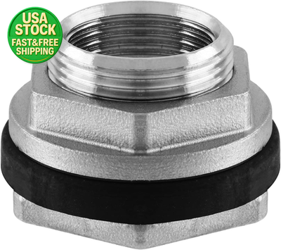 #ad #ad 1quot; NPT Female Thread Bulkhead Fitting 304 Stainless Steel Water Tank Connector $15.99