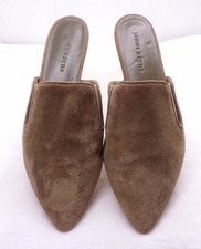 Jenni Kayne Suede Mules Flats Women's Sz 37 US 7 Beige Suede Point Toe Italian