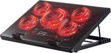 Enhanced Performance Laptop Cooler with 5 Quiet Fans  Secure Laptop Support