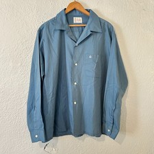 Vintage 60s JC Penney's Towncraft Mens Sz L L/S Shirt Loop Collar Rockabilly