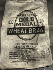 Vintage Washburn's Gold Medal Wheat Bran General Mills Inc Open Sack 100lb