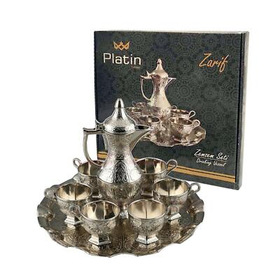 Türkisches Samzam Set 6 Personen & Tablett silberfarben ideal Deko Geschenk UVP 50£