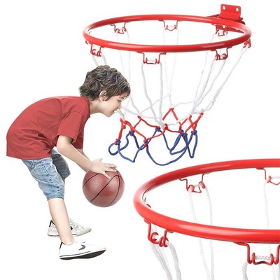 Child Game Metal 32cm Net Basketball Hoop Ball Stand Wall Mounted Hanging Goal