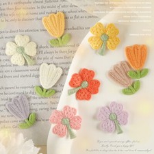 10PCS Embroidered Flower Applique Tulip Patches Sew On Crafts DIY Jeans Clothing