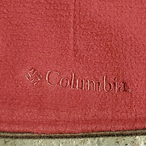 Columbia Textured Fleece Vest Dark Rose w Brown Trim Womens Large Soft Stretch - Picture 8 of 9