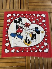 Disney Mickey Minnie Mouse Heart Handkerchief Bandanna Woronowicz Scarf Vtg 80s