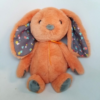 B Softies Bunny Rabbit Happy Hues Soft Plush Stuffed Toy Animal Orange  Grey 12''