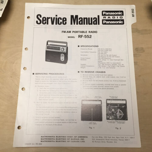 Original Panasonic Service Manual for RF Model Portable Radios ~ Select One - Picture 4 of 5