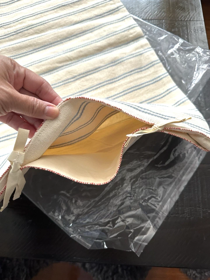 LOTE 4 fundas de almohada de lino a rayas Raeghan HOME RALPH LAUREN HOME NUEVAS CON ETIQUETAS $215 crema 16x24 Foto 3 de 4