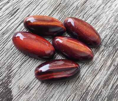 [WHOLESALE] NATURAL RED TIGER EYE CABOCHON LONG OVAL SHAPE LOOSE GEMSTONE