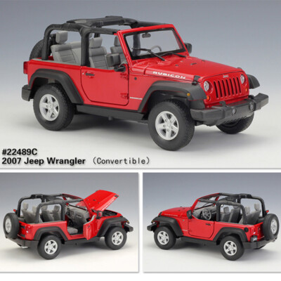 Welly 1:24 Scale 2007 Jeep Wrangler Rubicon Convertible Diecast Car Model Red 