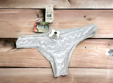 Roxy Swimwear BIKINI Bottom Cheeky Brief White Zig Zag Lace SZ L beach