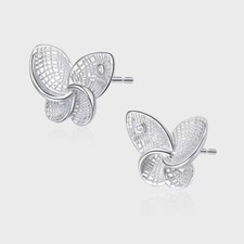 Butterfly Solid 925 Sterling Silver Stud Earrings