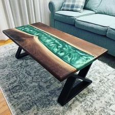 36" x 22" Handcrafted Epoxy Table Top Unique Wood Resin Artwork
